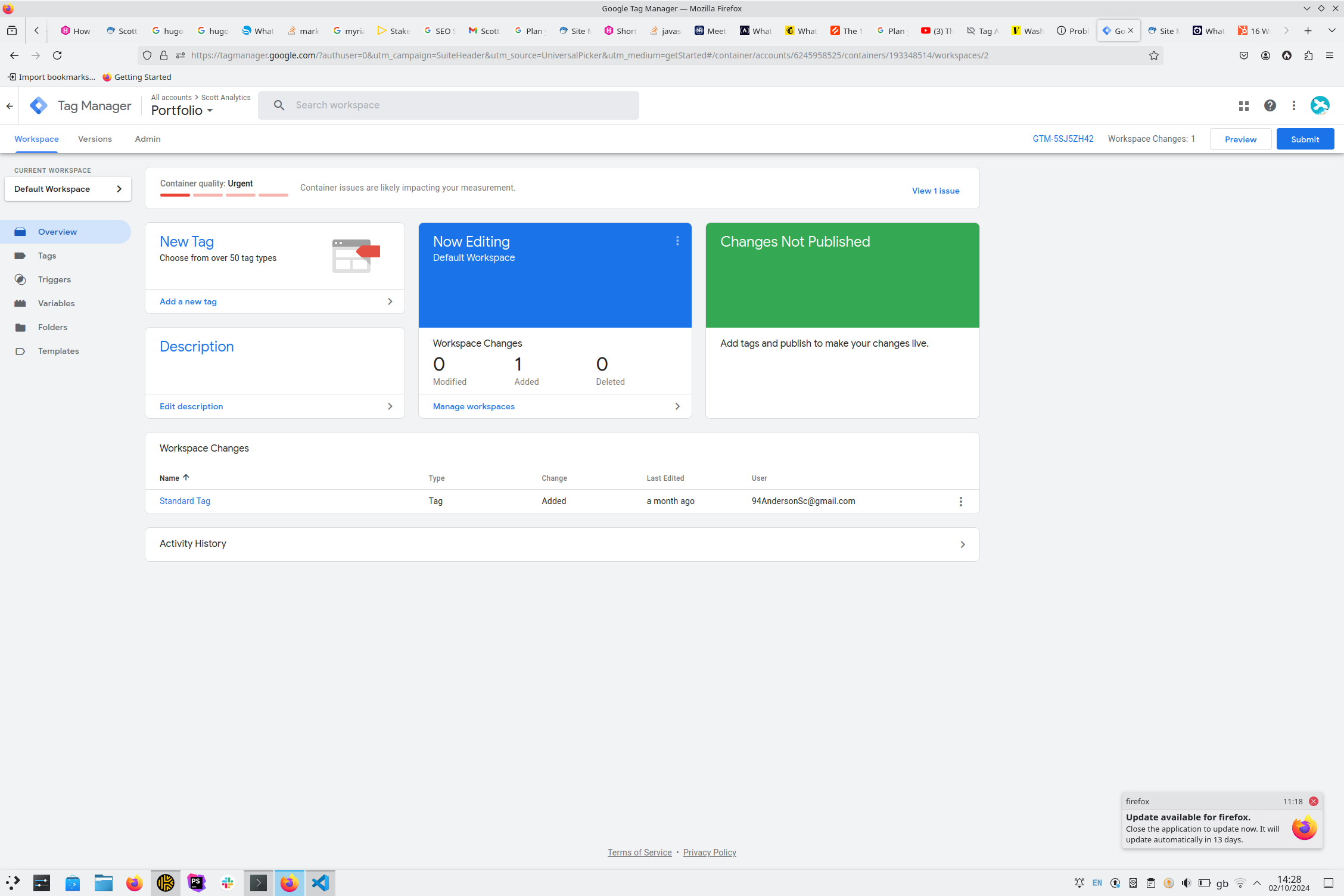 Google Tag Manager interface