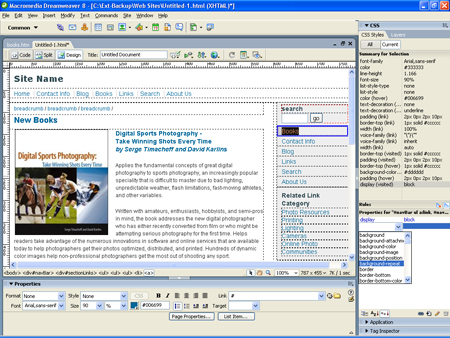 Screenshot of Adobe Dreamweaver